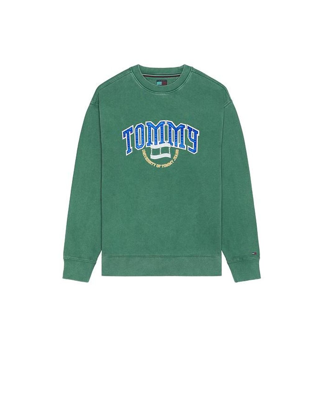 Tommy Hilfiger Green Relaxed Varsity Crest Crewneck Sweatshirt for men