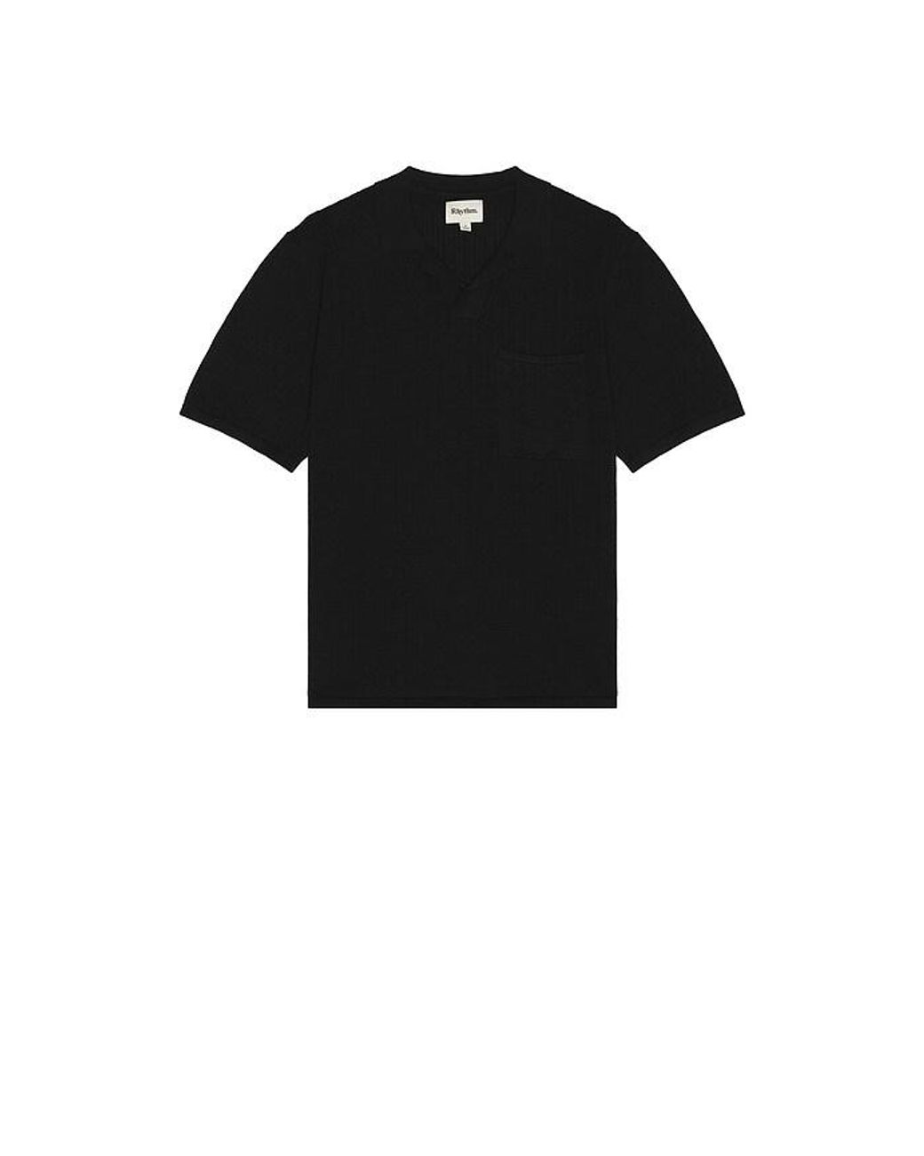 Rhythm Black Textured Knit Johnny Polo for men