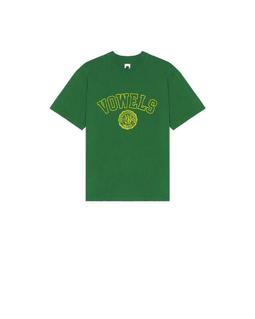 vowels Green Faded Collegiate Tee for men