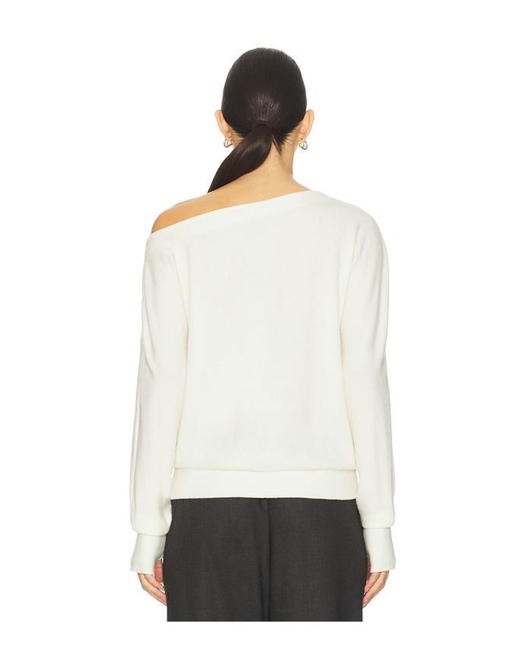 Bobi White Asymmetrical Thumbhole Top