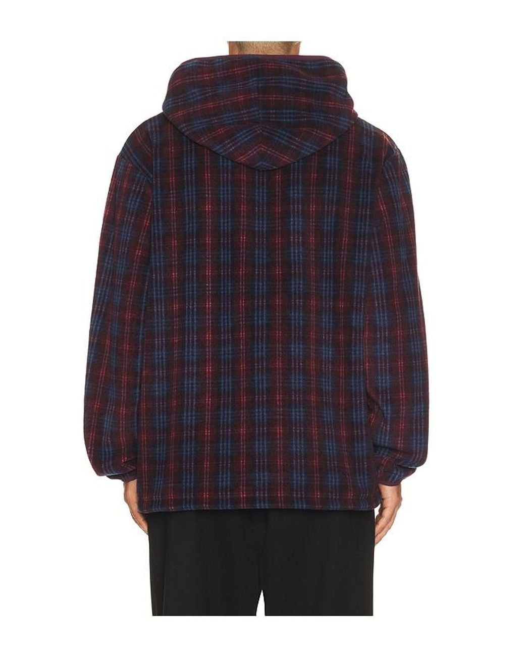 KAPPY DESIGN Blue Fleece Check Button Hoodie for men