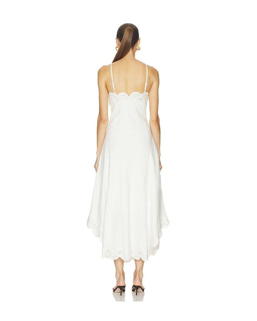 Jonathan Simkhai White Gillian Embroidered Linen Midi Dress