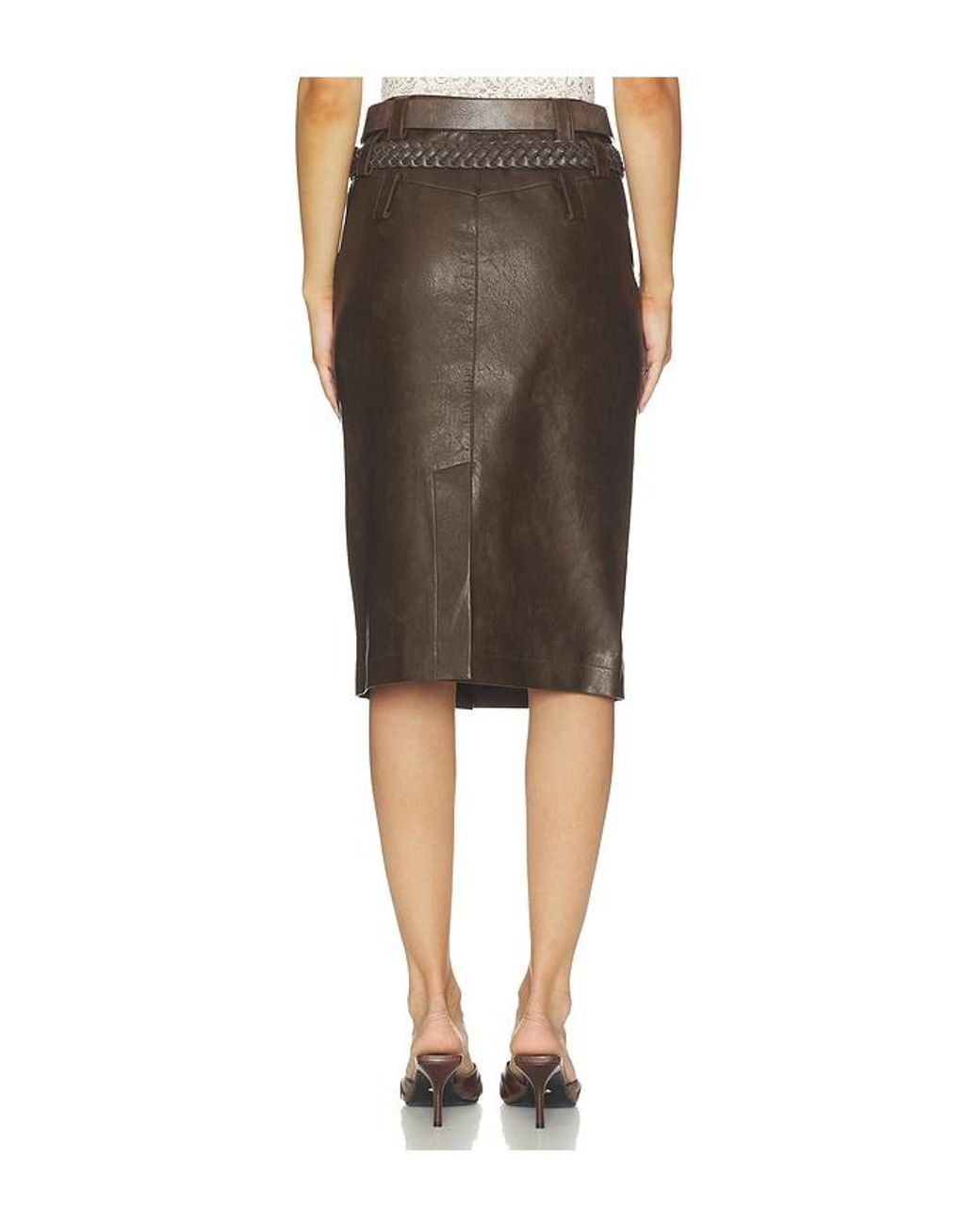 Markgong Black Faux Leather Pencil Skirt With Detachable Belts