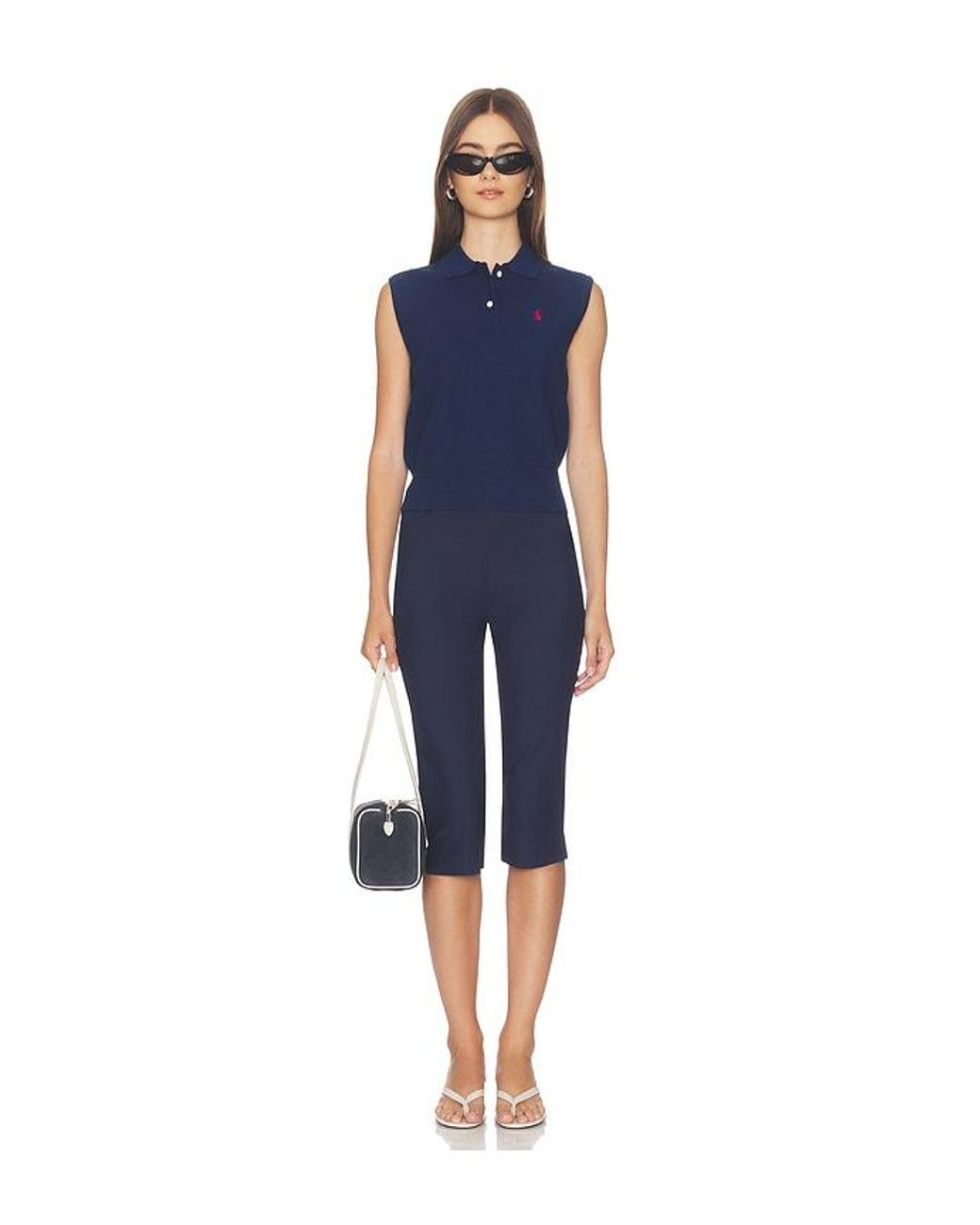 Polo Ralph Lauren Blue Sleeveless Polo Knit Collar Pullover