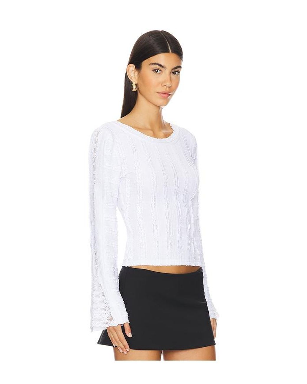 Free People White Rocky Long Sleeve Top