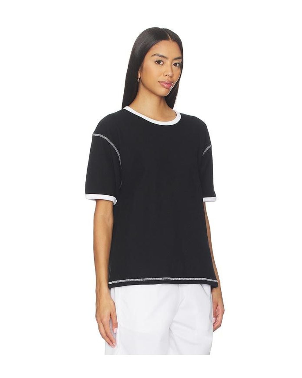 AYA MUSE Black Waffle T Shirt