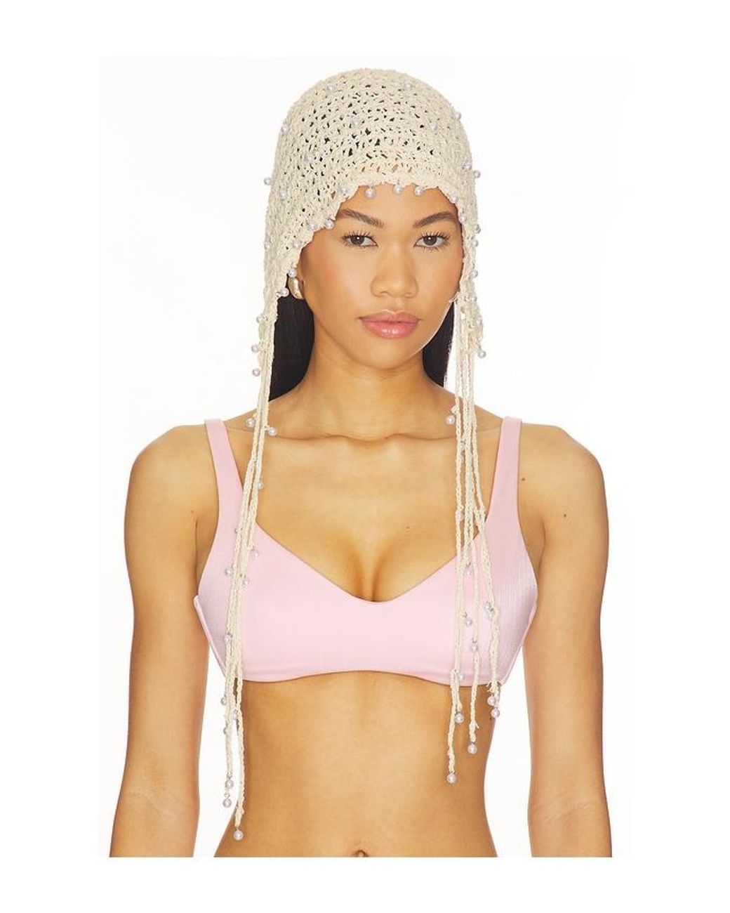 Lovers + Friends White Mira Crochet Hat