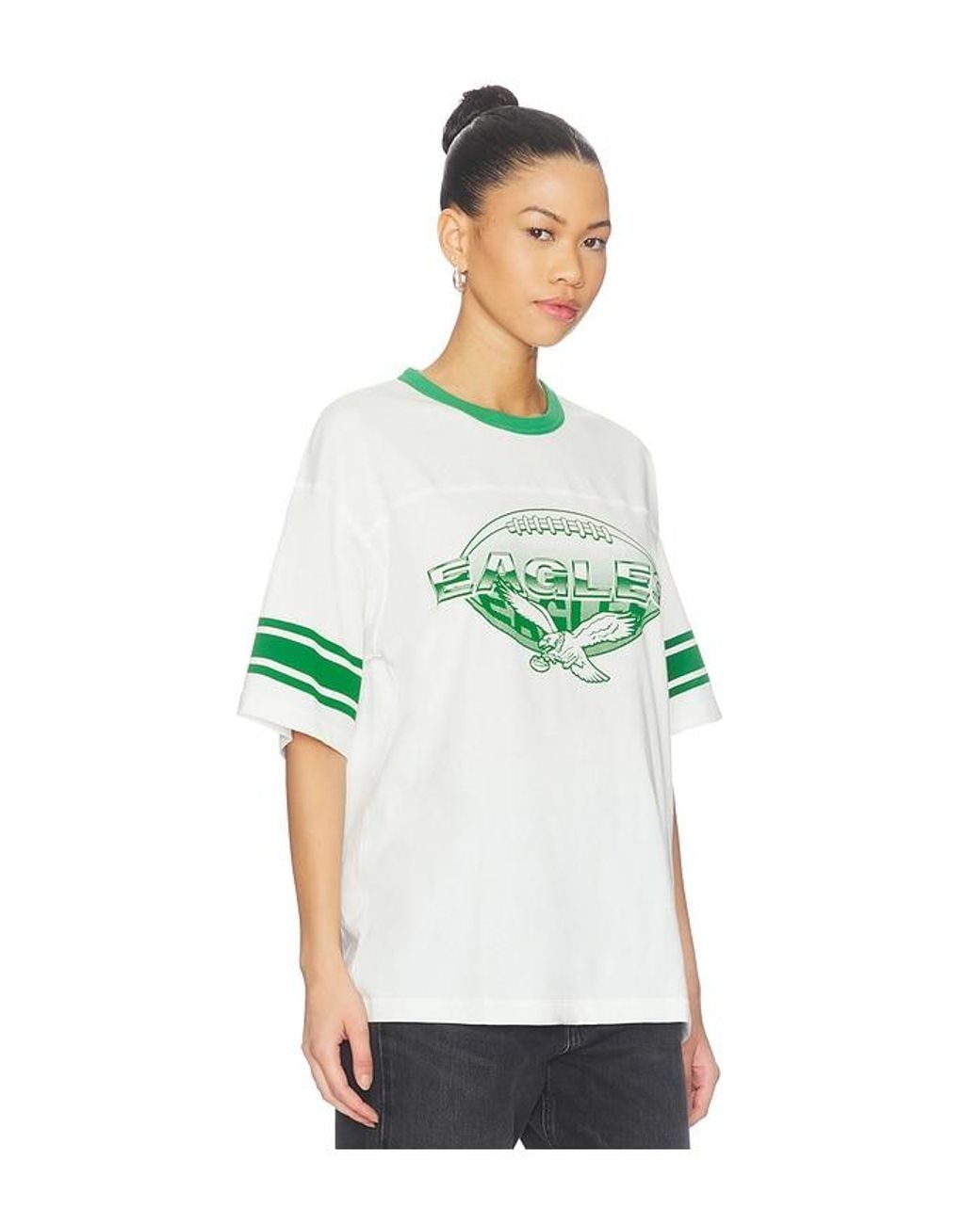 Junk Food Green Eagles Oversized Stripe Ringer Tee