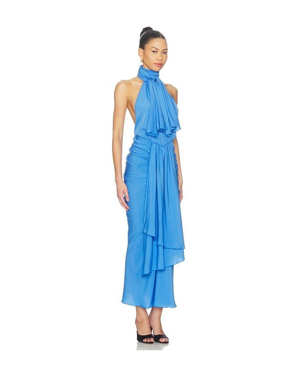 ROWEN ROSE Blue Bow Neck Maxi Dress