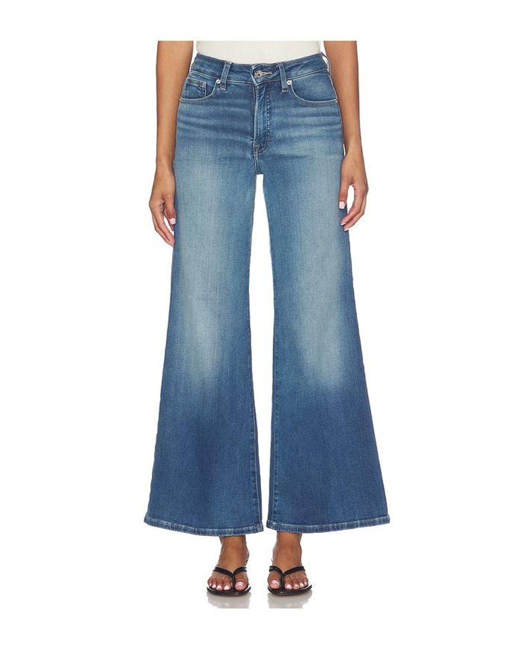 GOOD AMERICAN Blue Soft Tech High Palazzo Ankle Jeans