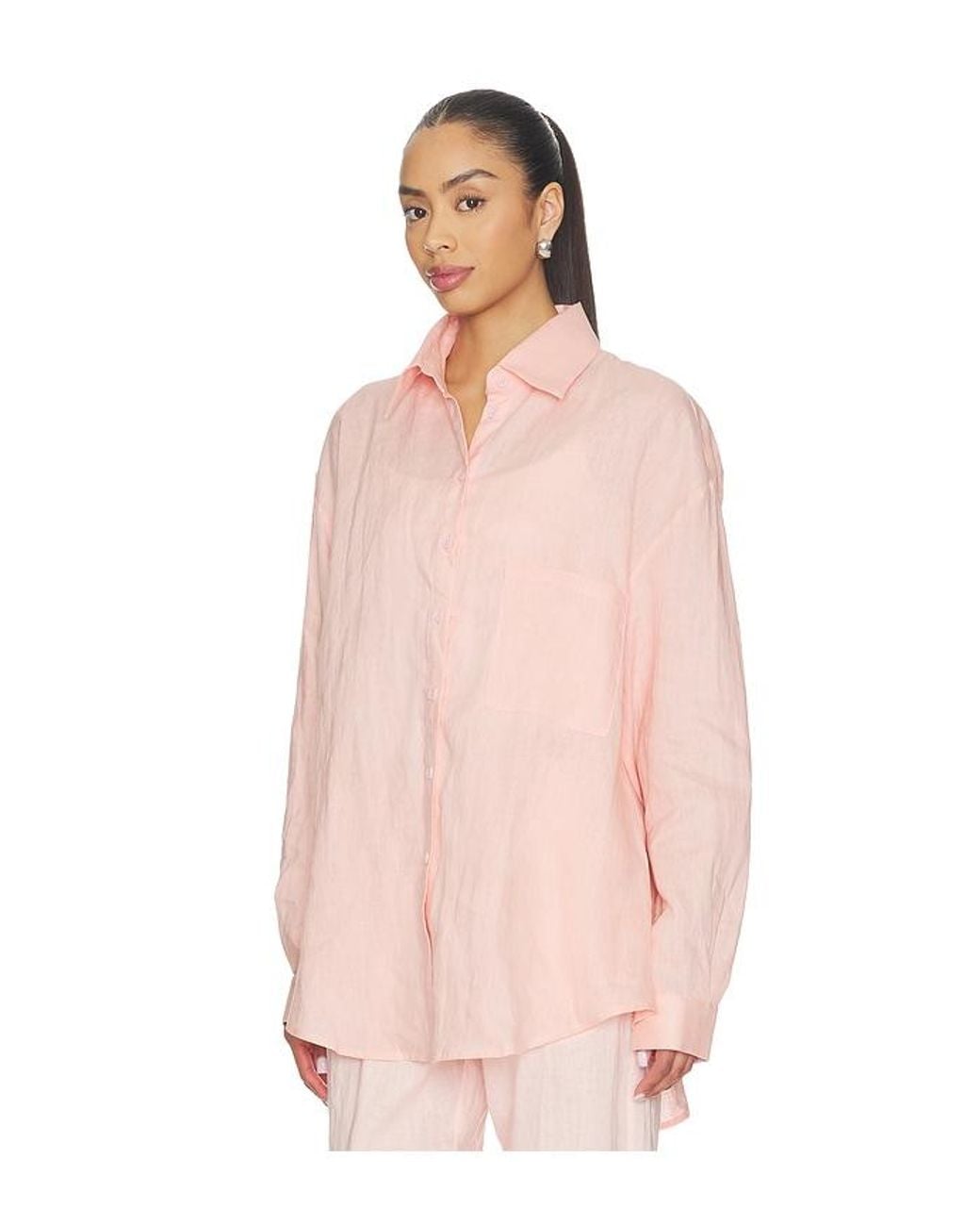 AEXAE Pink Linen Woven Shirt