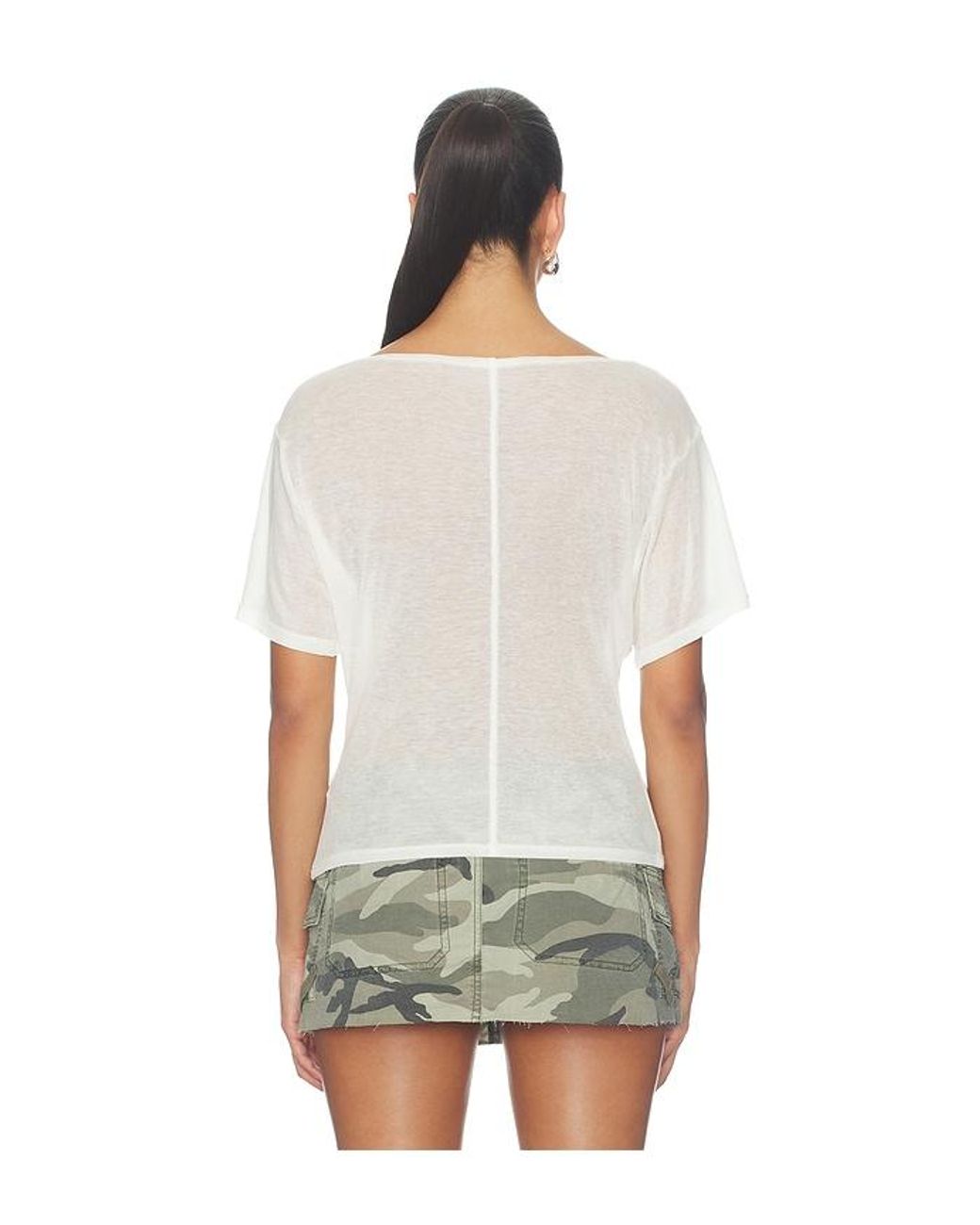 EB DENIM White Madeo Cowl Neck Tee