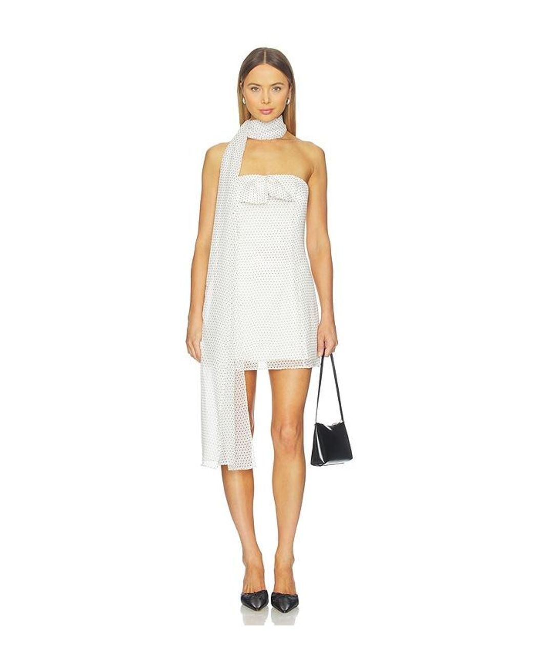 Tanner Fletcher Monica Strapless Mini Dress With Scarf in White | Lyst