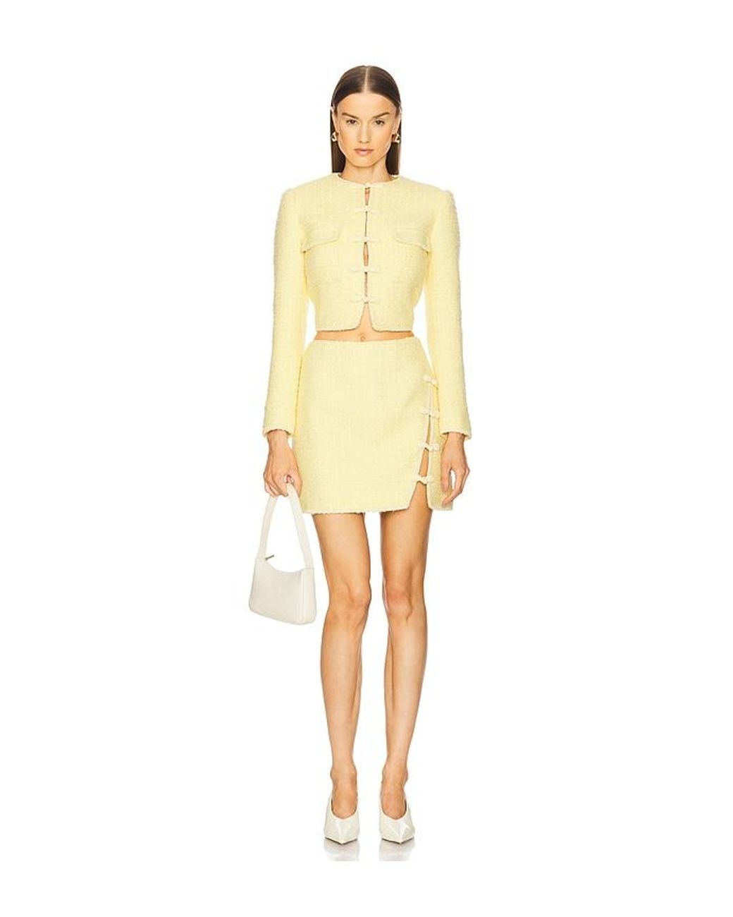 SAU LEE Yellow Abbie Tweed Jacket