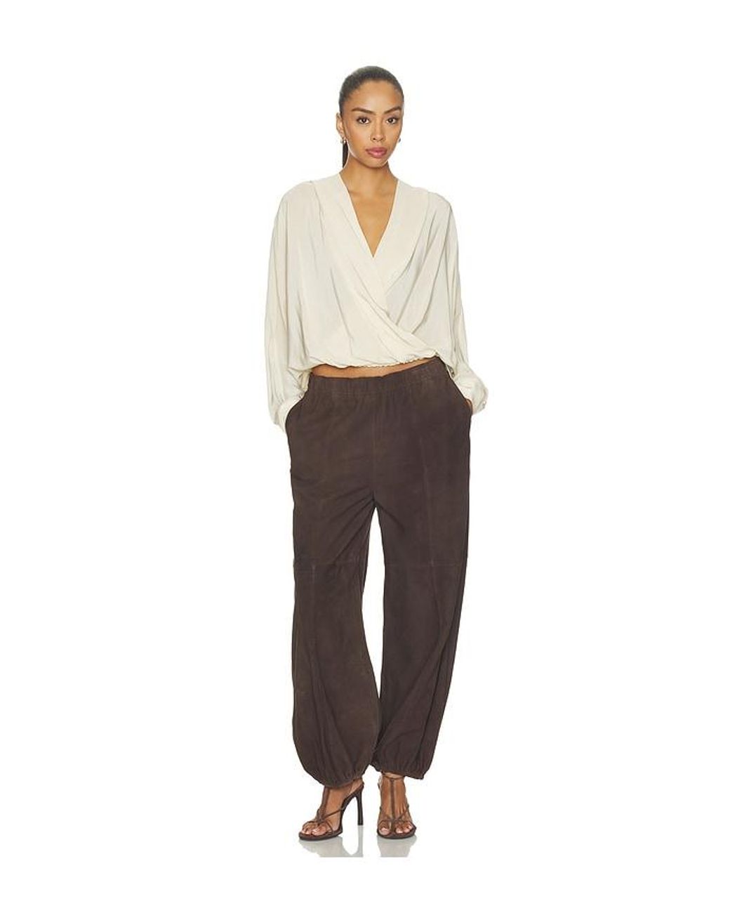 Herskind Brown Sylvia Suede Mid Waist Pants