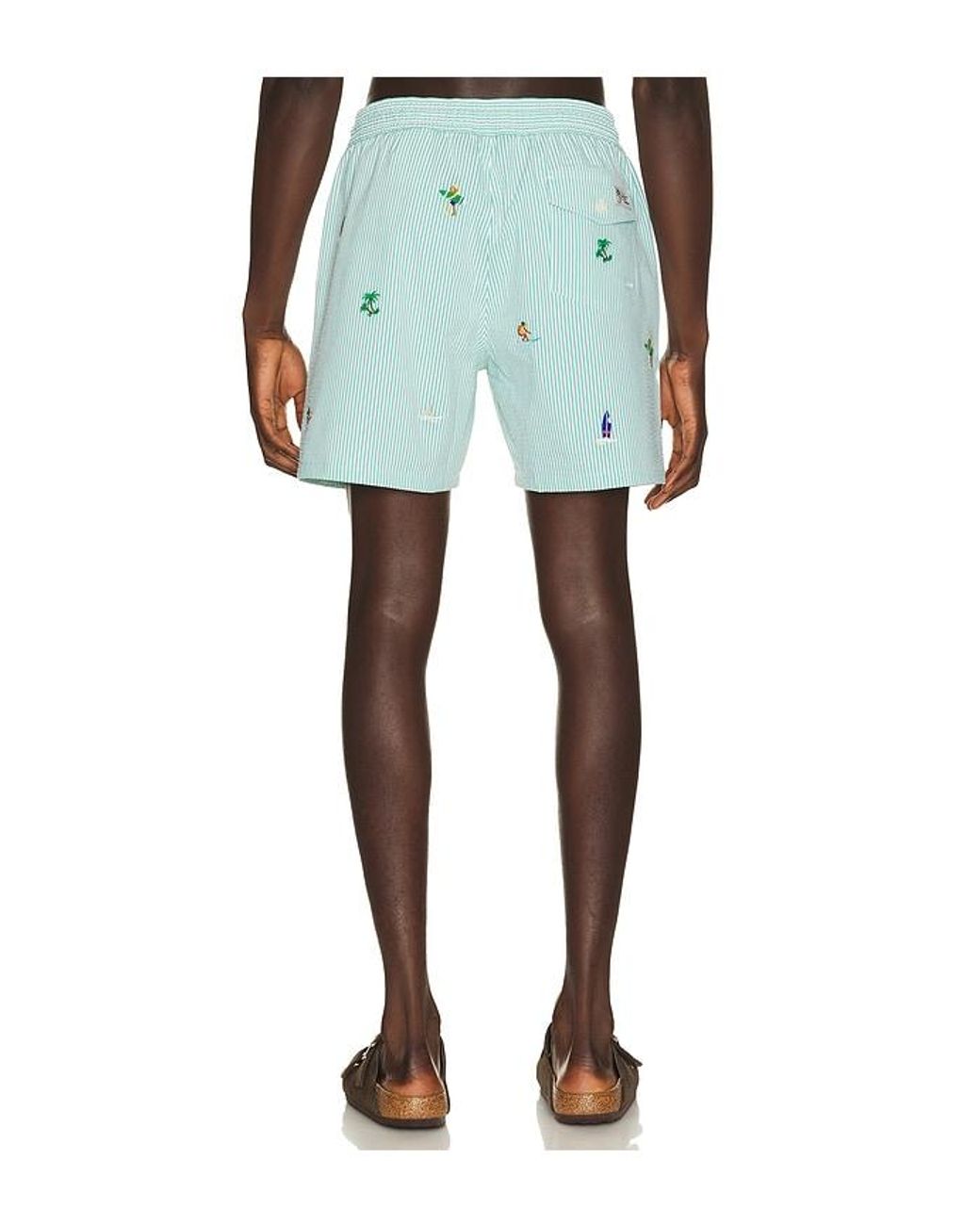 Polo Ralph Lauren Blue Stretch Seersucker Traveler Swim Trunk for men