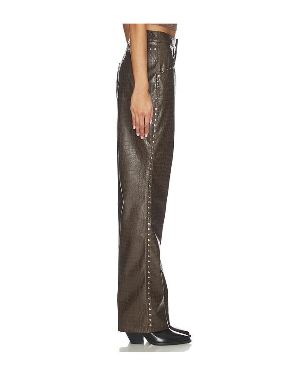 Lamarque Brown X Revolve Devin Faux Leather Croco Studded Pant