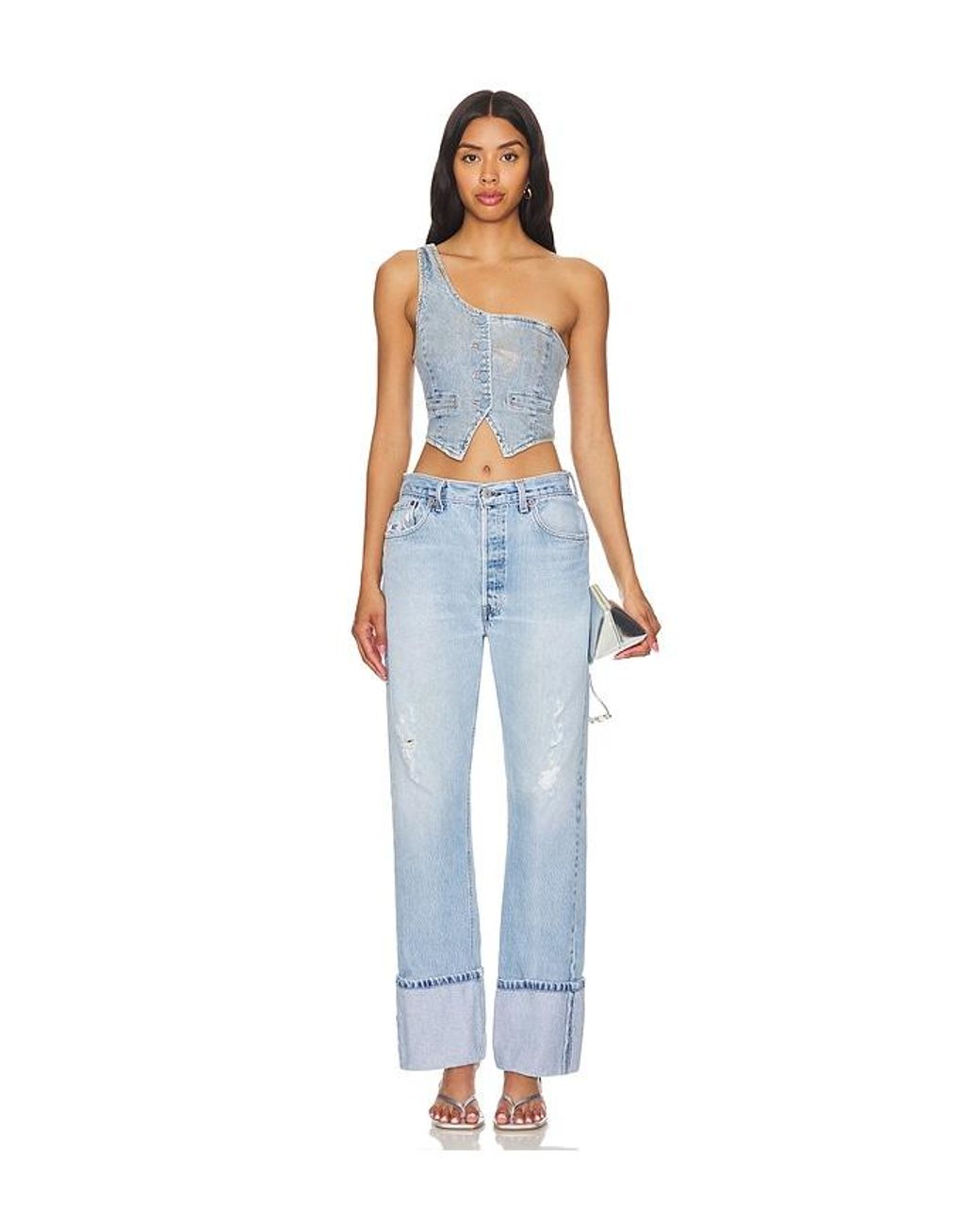 Top Chaleco Gretchen En Color Oro Metálico Talla (También En Xl, 3X) AFRM de color Blue