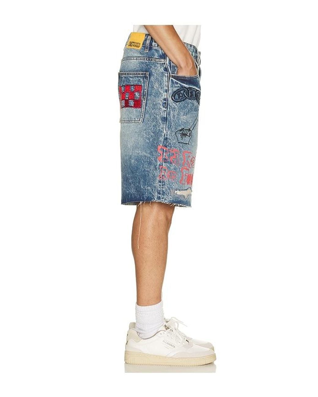 DIET STARTS MONDAY Blue Doodle Denim Shorts for men