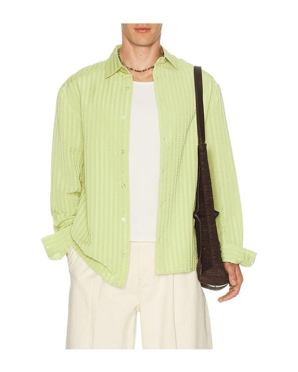 KROST Yellow Jordan Striped Wrinkle Shirt for men