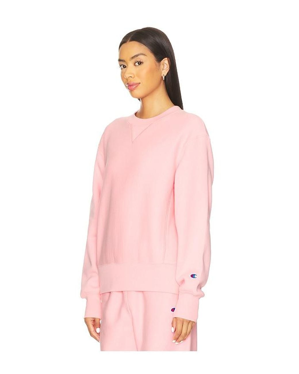 Champion Pink Essentials Reverse Weave Crew Neck Sweatshirt