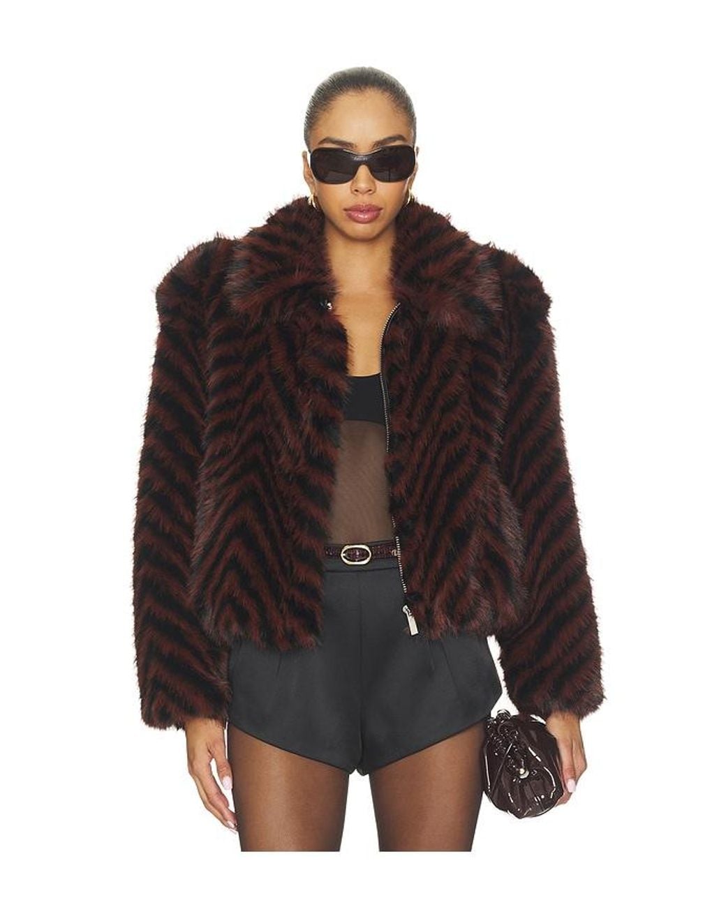 retroféte Black Segrid Faux Fur Bomber
