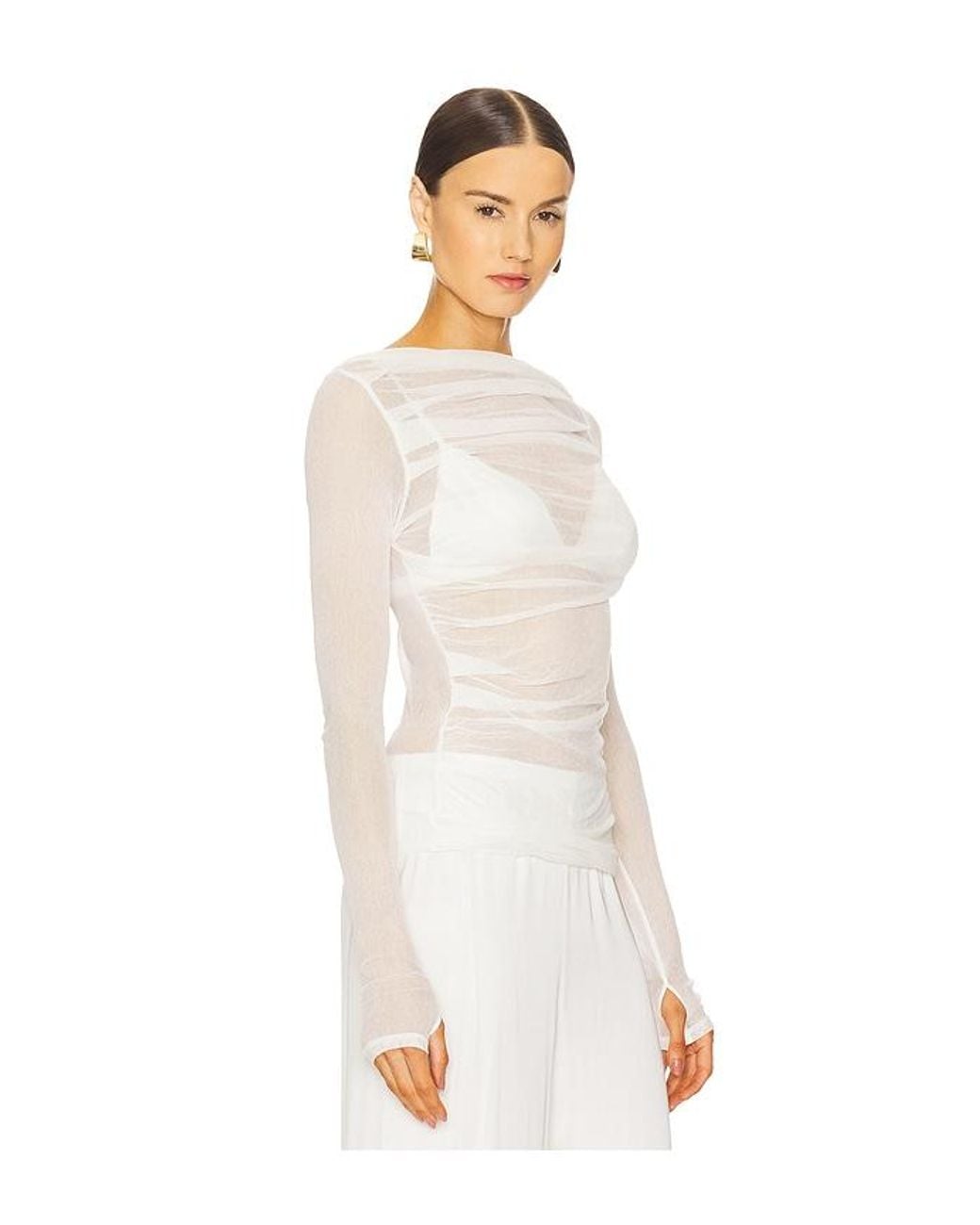 Enza Costa White Draped Boatneck