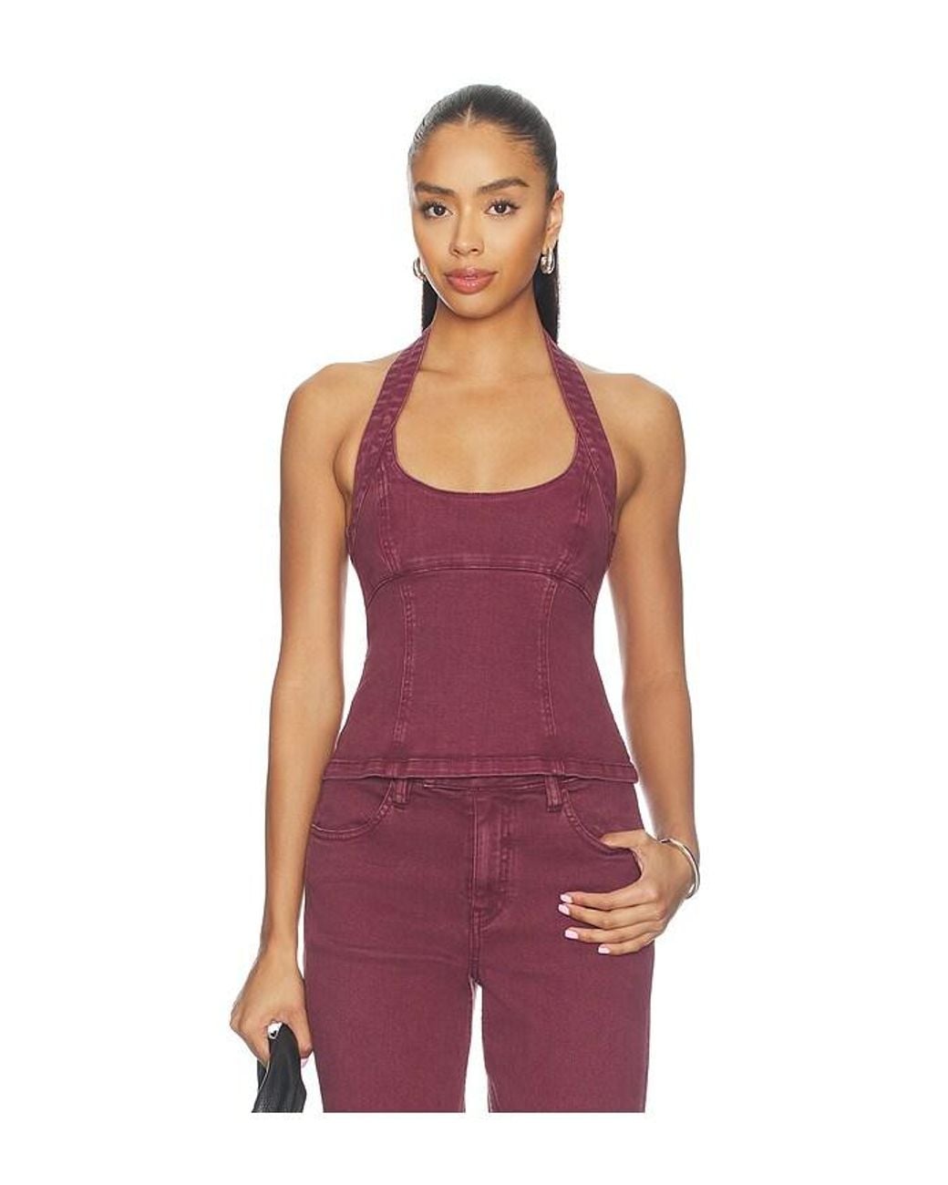 SOVERE Purple Blaine Denim Bodice Top