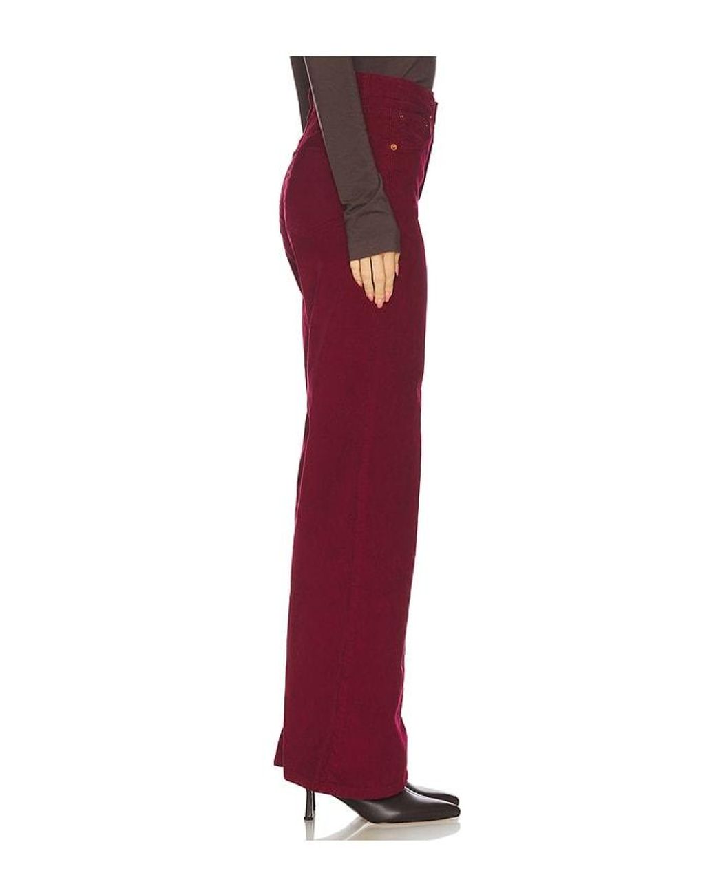 Re/done Red High Rise Wide Leg Jeans
