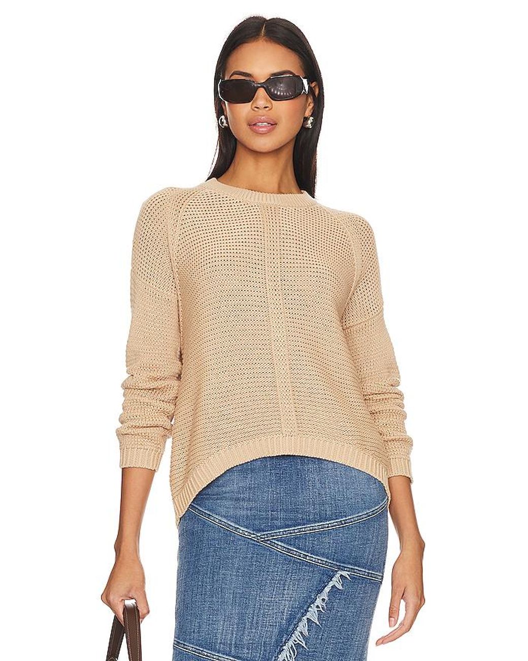 Autumn Cashmere Blue Rundhalsoberteil Aus Offenem Strick