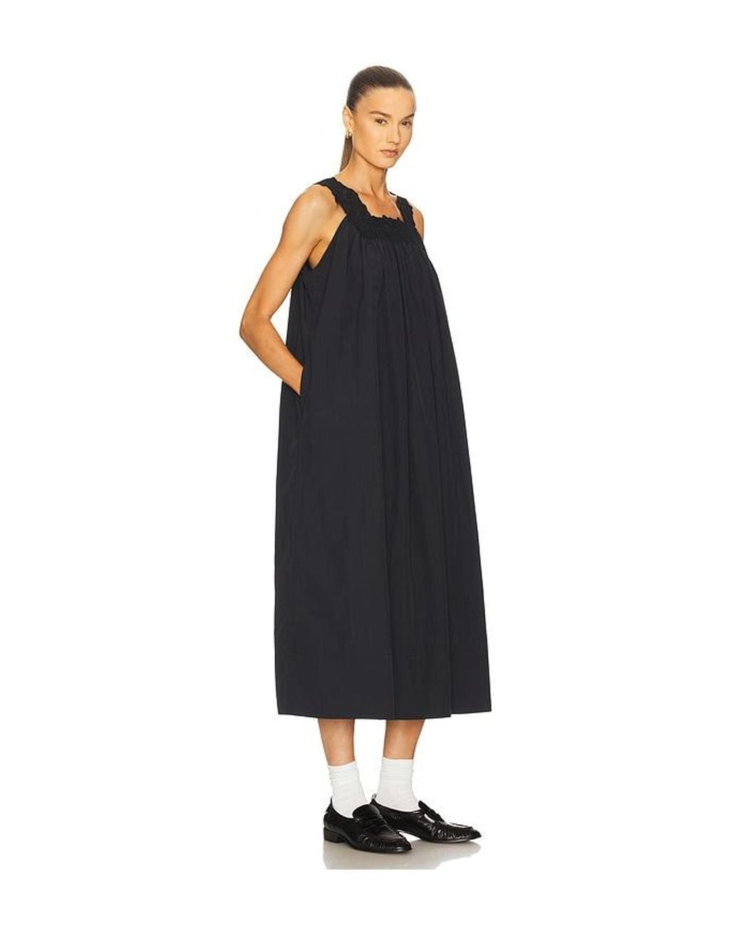 Helsa Blue Midi Dress With Lace