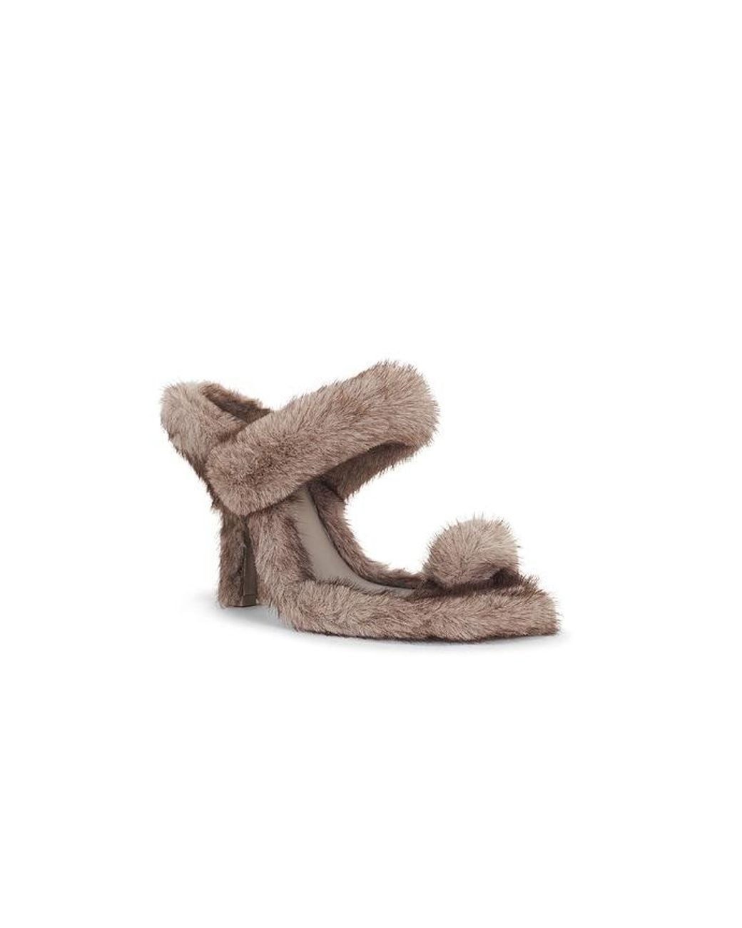 Alexander Wang Gray Paloma 105Mm Faux Fur Toe Ring Sandal