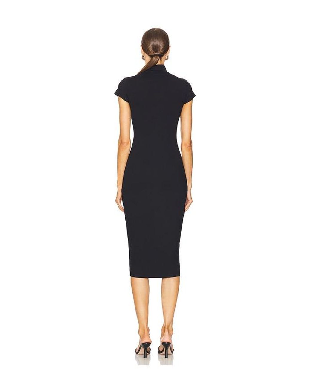 Susana Monaco Black Mock Neck Short Sleeve Dress