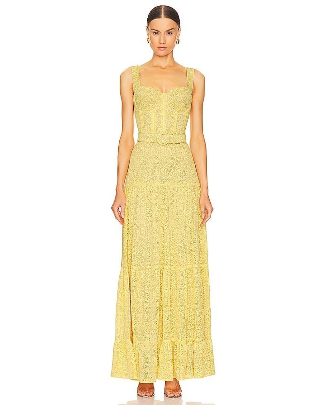 Nadine Merabi Lace Maxi Dress in Yellow | Lyst