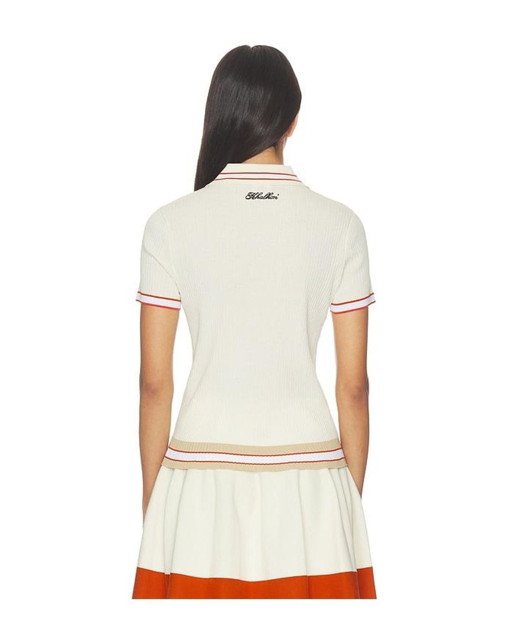 Khalhon White Varsity Tipped Rib Polo
