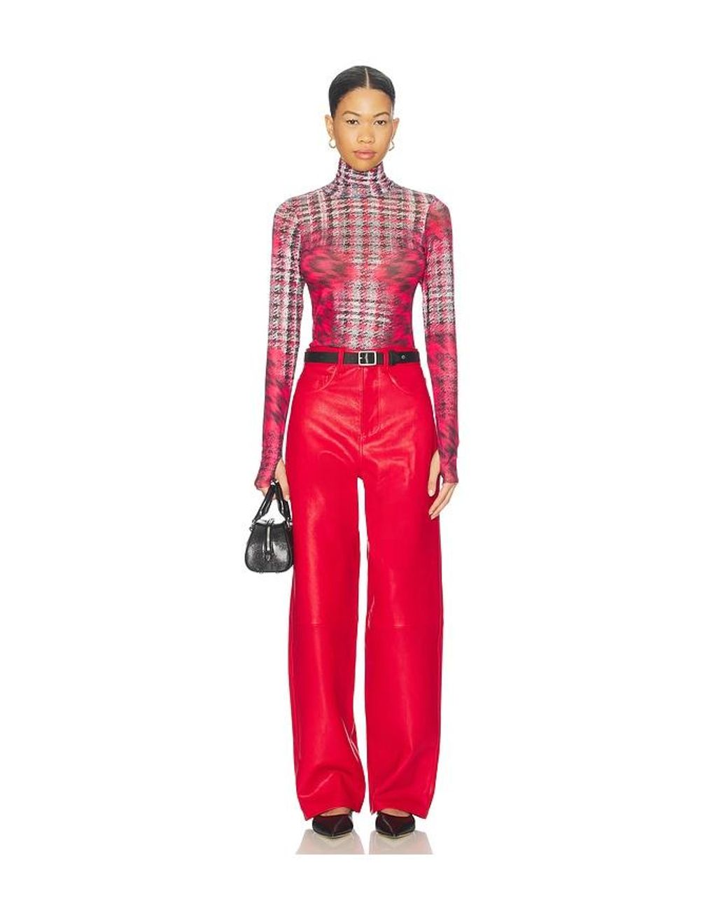 AFRM Red Zadie Long Sleeve Top
