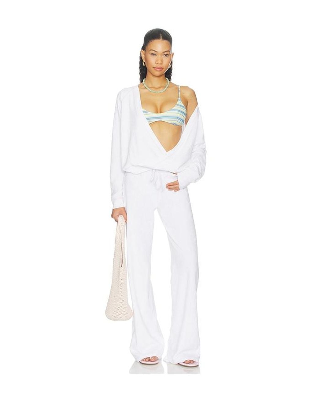 Frankie's Bikinis White X Devon Lee Carlson Robertson Terry Pant