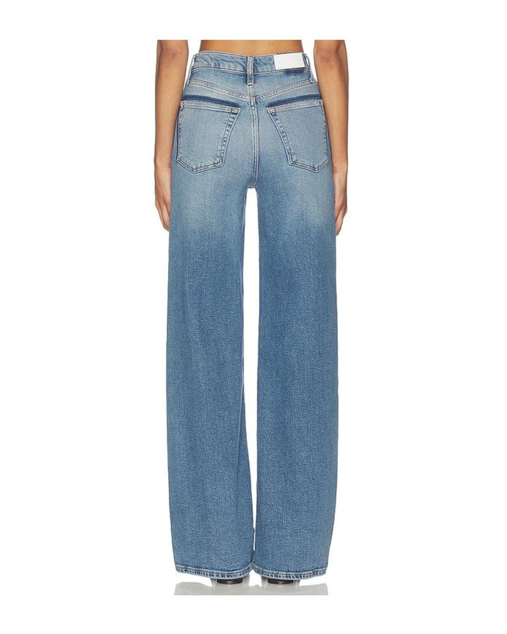 Re/done Blue High Rise Wide Leg Jeans