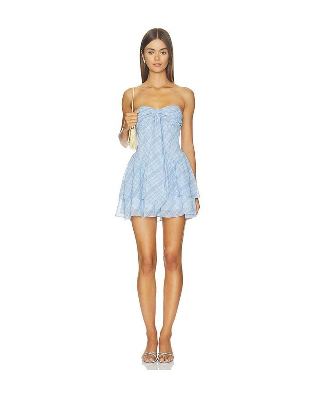 MORE TO COME Blue Dara Strapless Mini Dress