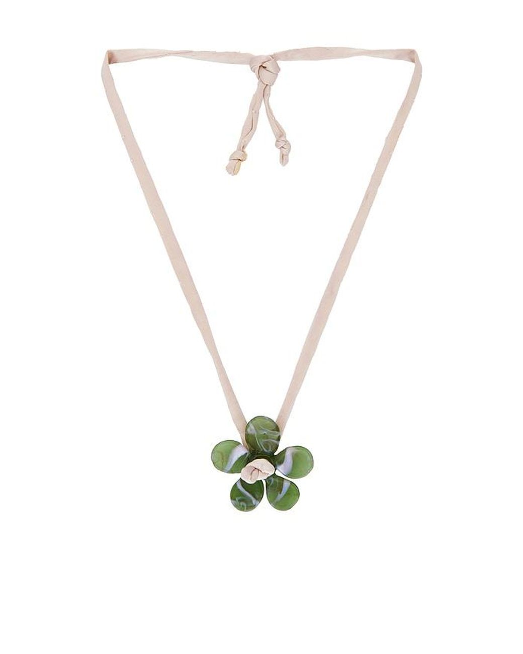 Studio Conchita White Zinnia Glass Necklace
