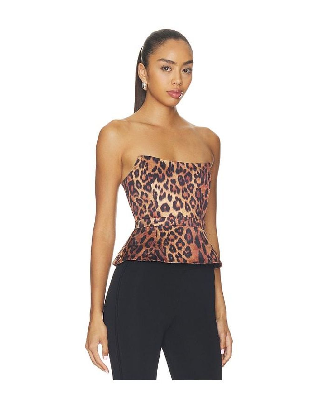 L'Agence Blue Mirella Corset Peplum Top
