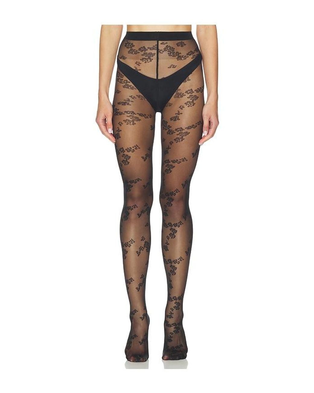 Wolford Black Floret Tights