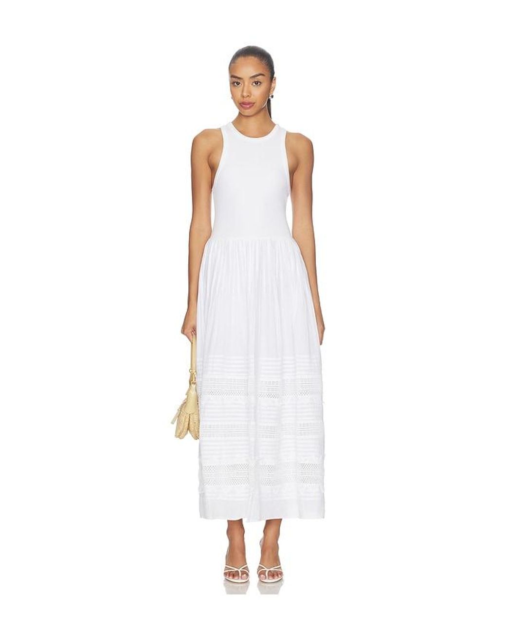 Polo Ralph Lauren White Voile Crew Neck Fit & Flare Dress