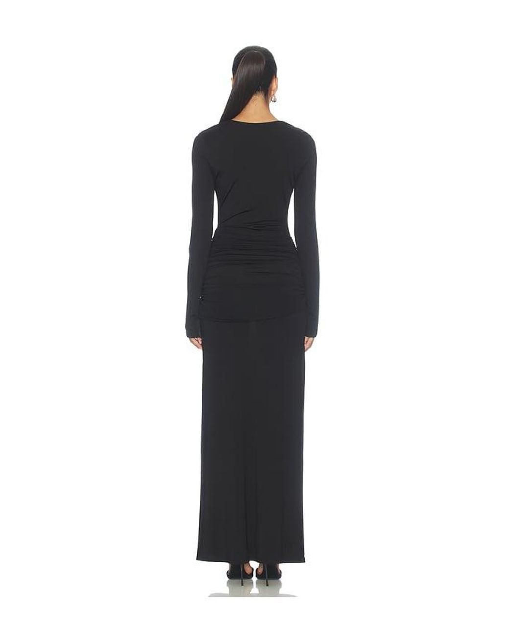 Shona Joy Black Miro Long Sleeve Gathered Maxi Dress