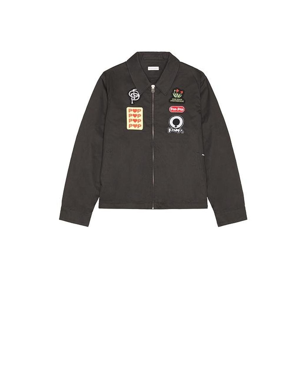 Pop Trading Co. Black Full Zip Worker Jacket for men