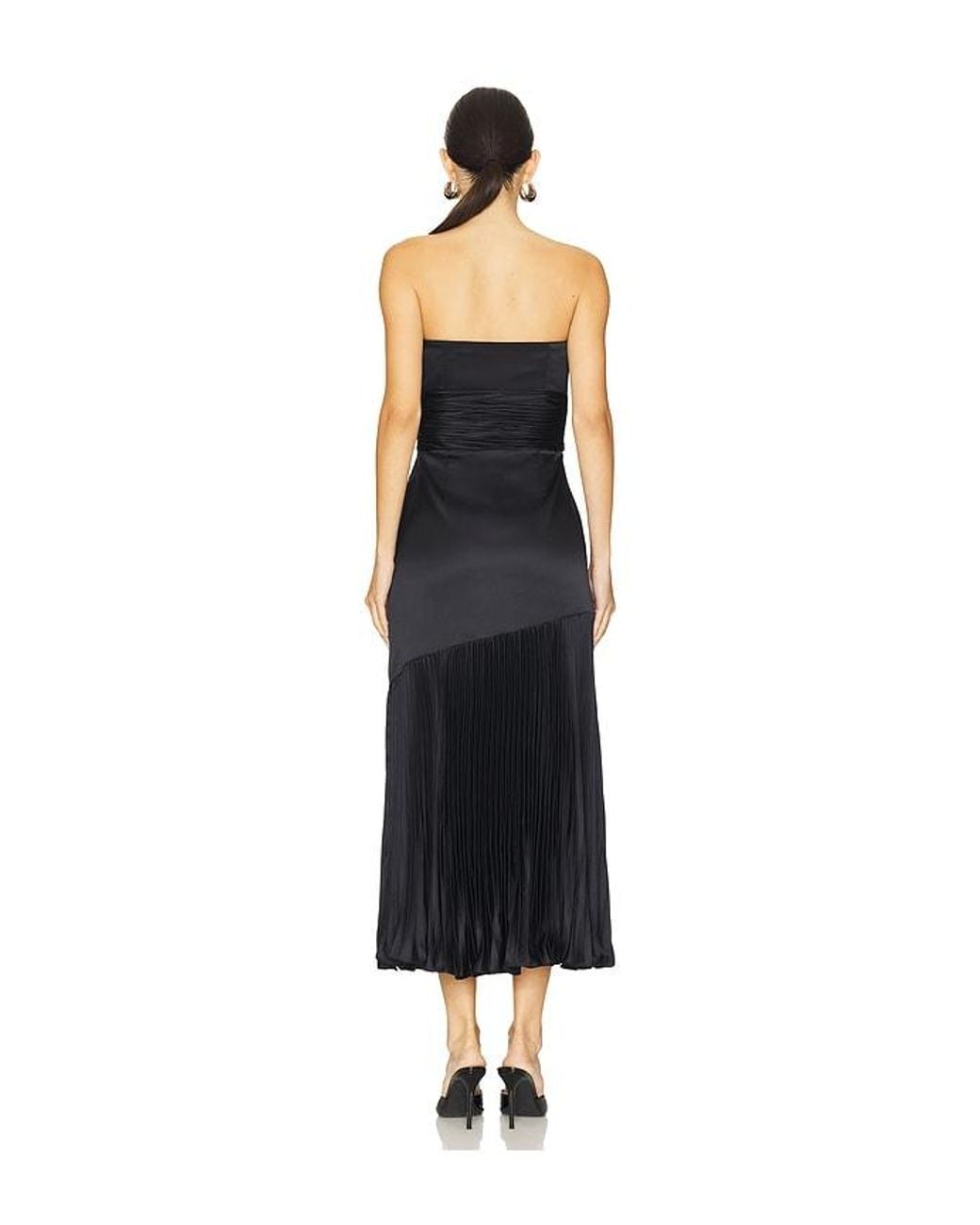 AMUR Blue Milly Pleated Midi Dress