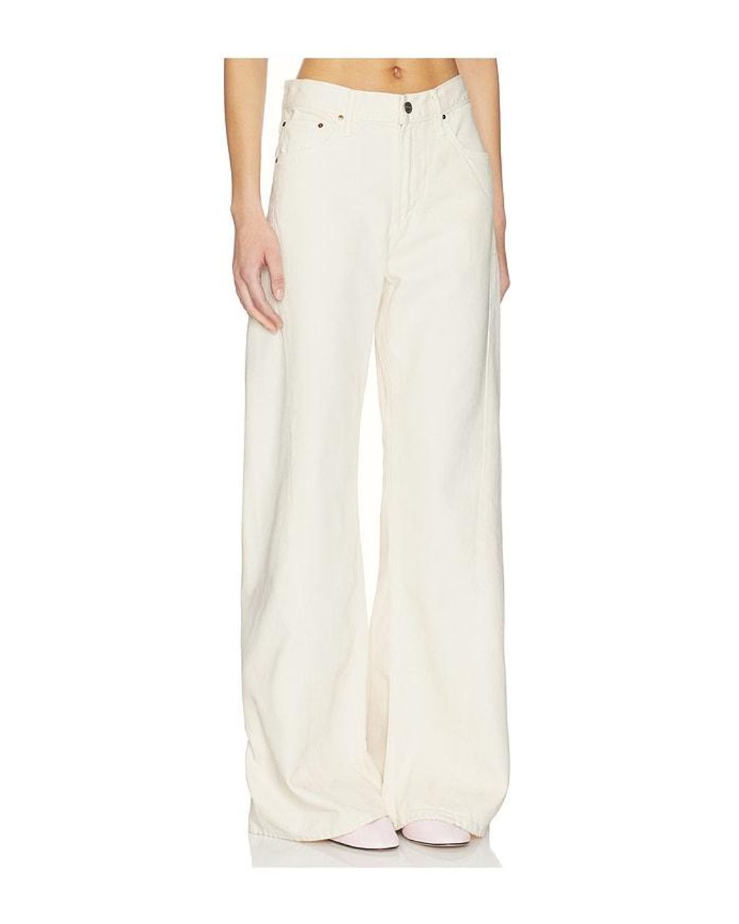 Mother White The Lemon Twist Sneak Jeans