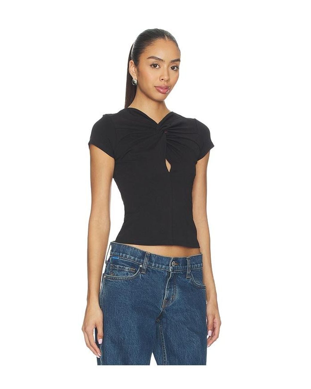 GRLFRND Black Keyhole Twist Short Sleeve Tee