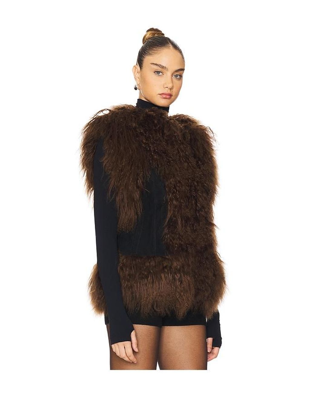 Susanna Chow Brown Dorothy Shearling Suede Vest