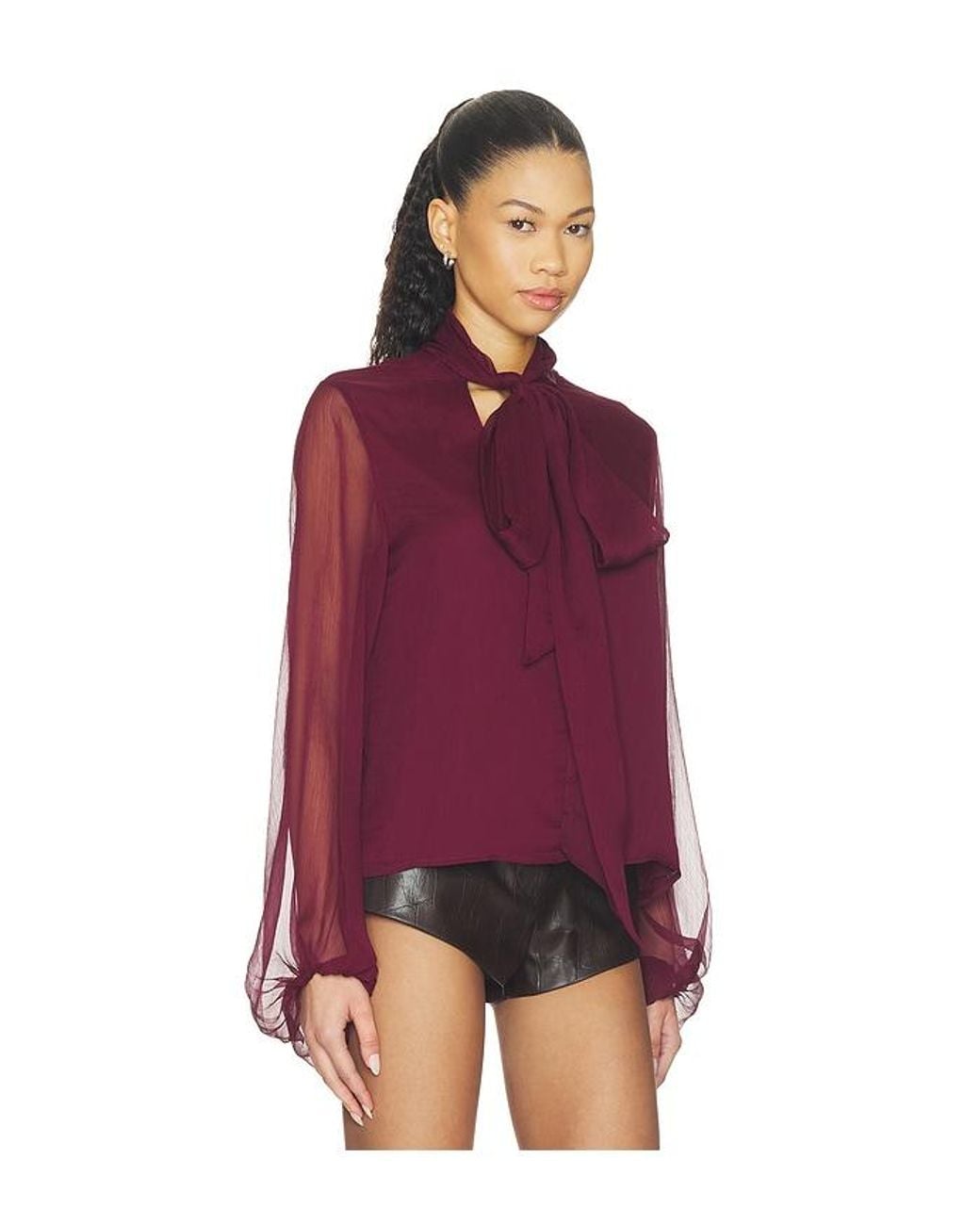 Bardot Red Solace Tie Front Blouse